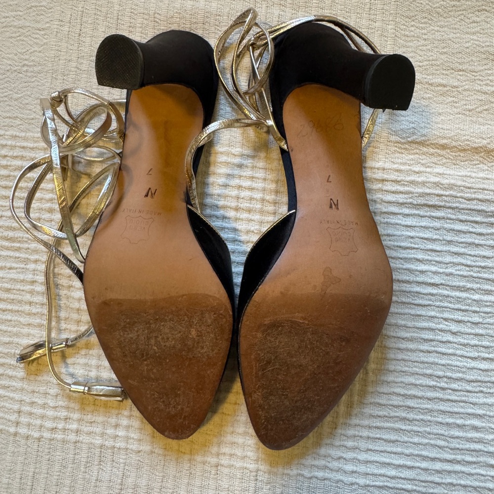 Vintage YSL Yves Saint Laurent Black Satin Wrap Heel - Size 7N - Picture 5 of 11